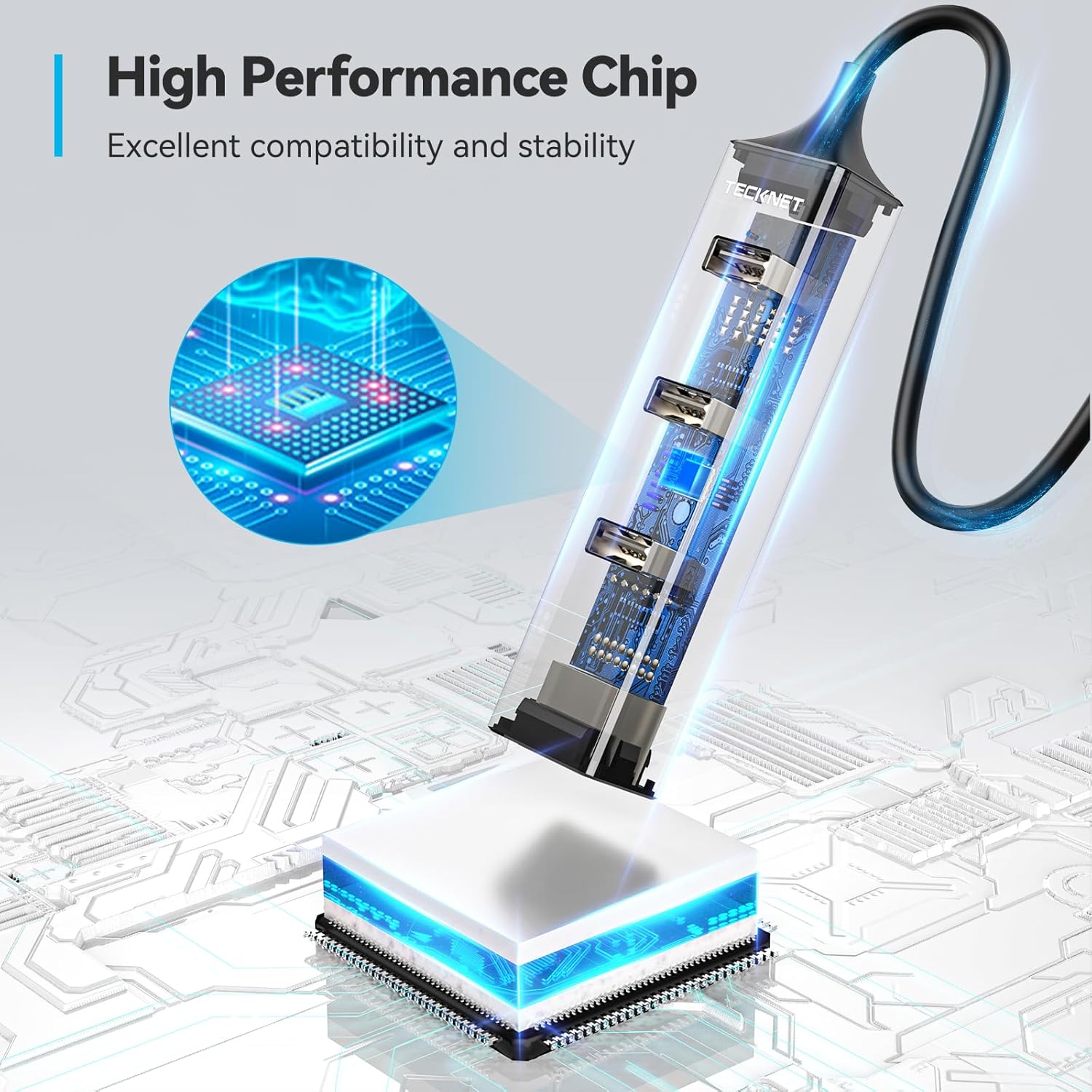 TECKNET USB C Hub, Aluminum 3 Port USB Hub 3.0, 4 in 1 USB Splitter