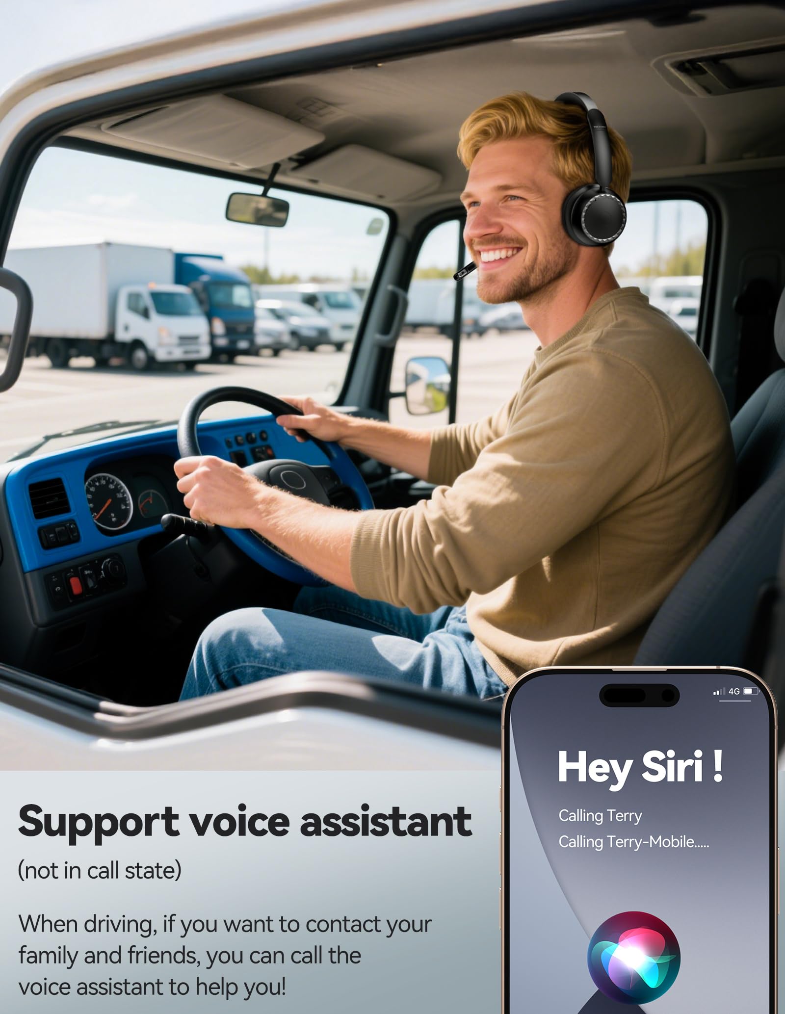 TECKNET Wireless Headset, 5.3 Bluetooth Headset with Noise Cancelling Mic