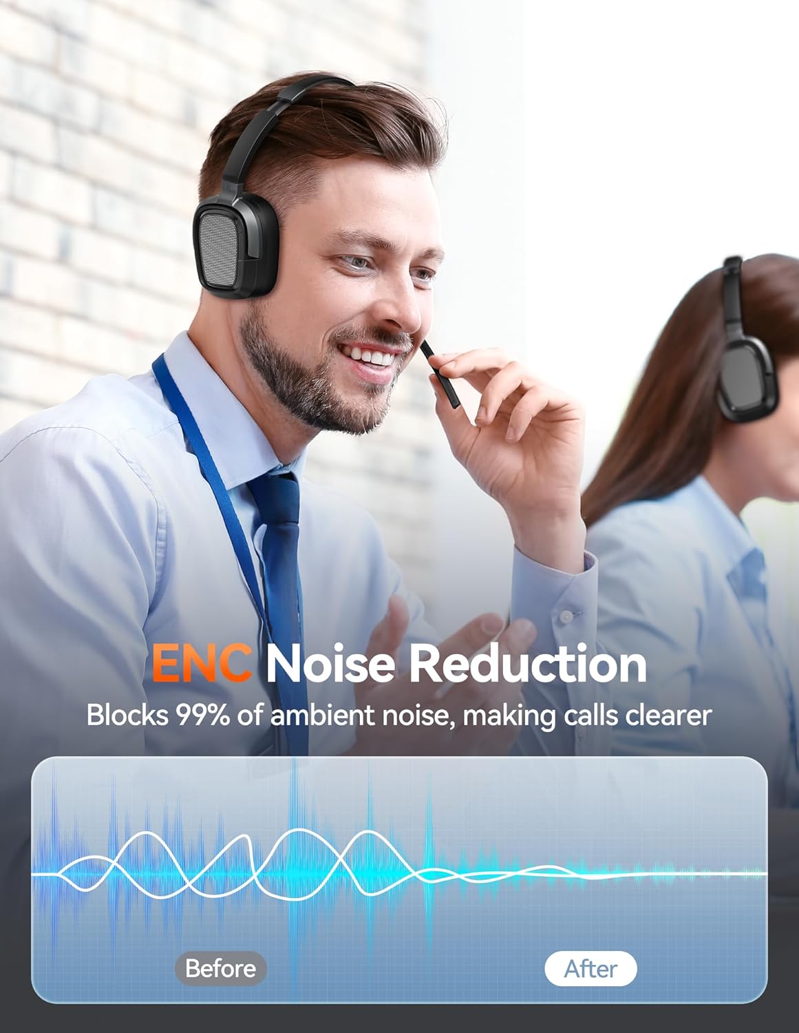 TECKNET 6.0 Bluetooth Headset, Wireless Headphones with Microphone