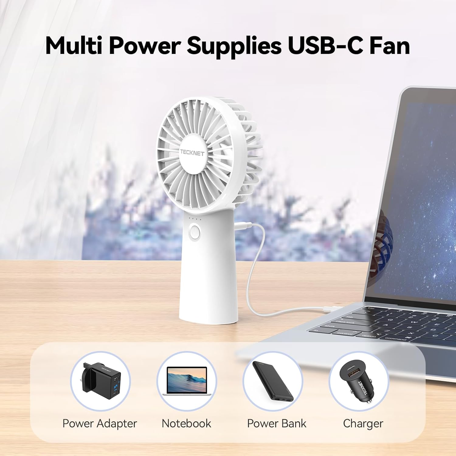 TECKNET Handheld Fan Rechargeable