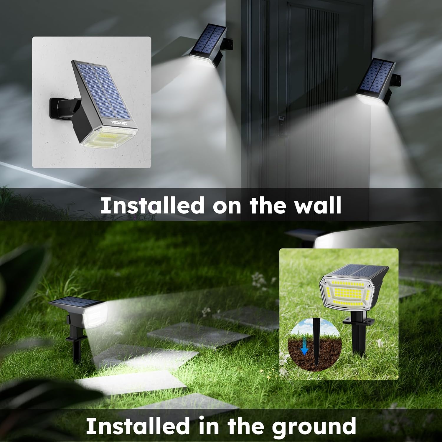 TECKNET Solar Spot Lights Outdoor Garden