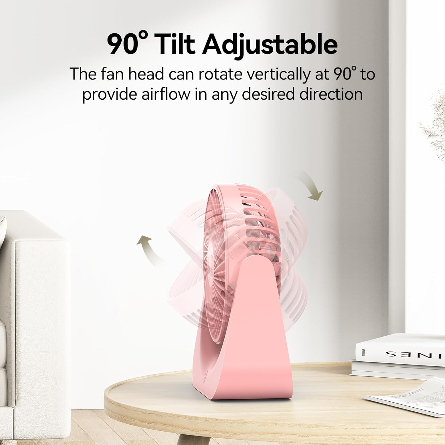 VOXON Small to Medium Pink Table Fan with 5 Speeds