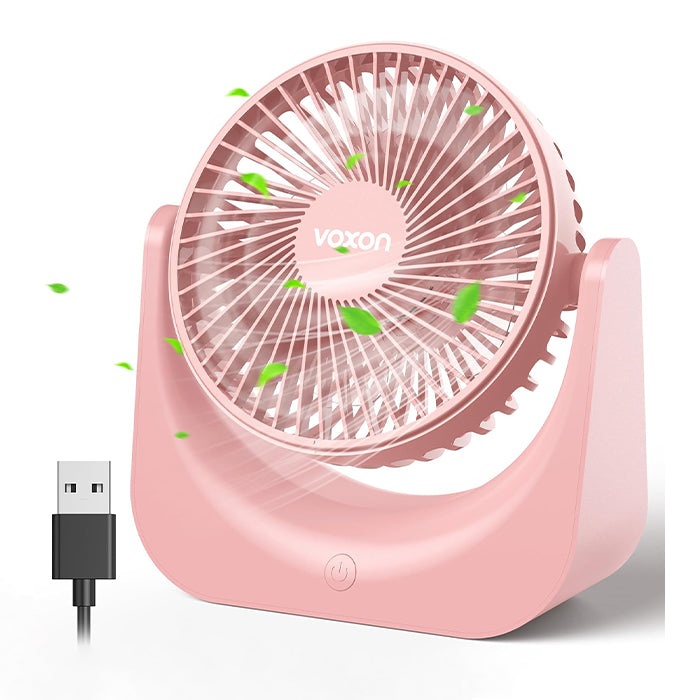 VOXON Small to Medium Pink Table Fan with 5 Speeds