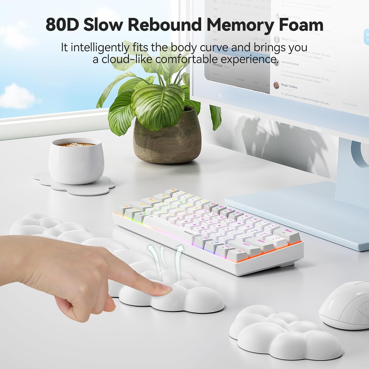 TECKNET Cloud Wrist Rest Keyboard Wrist Rest Set Wrist Support