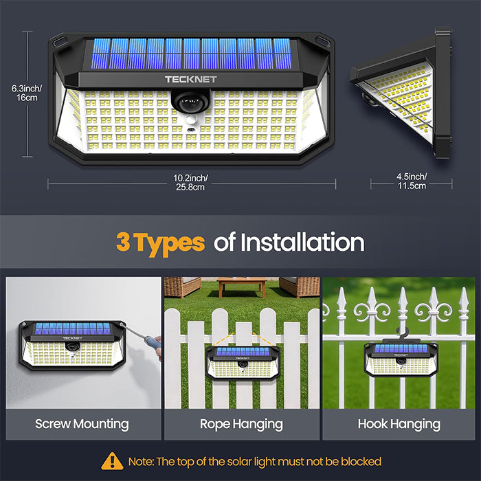TECKNET 546 LED Solar Lights Outdoor Garden with Remote Control & Hook