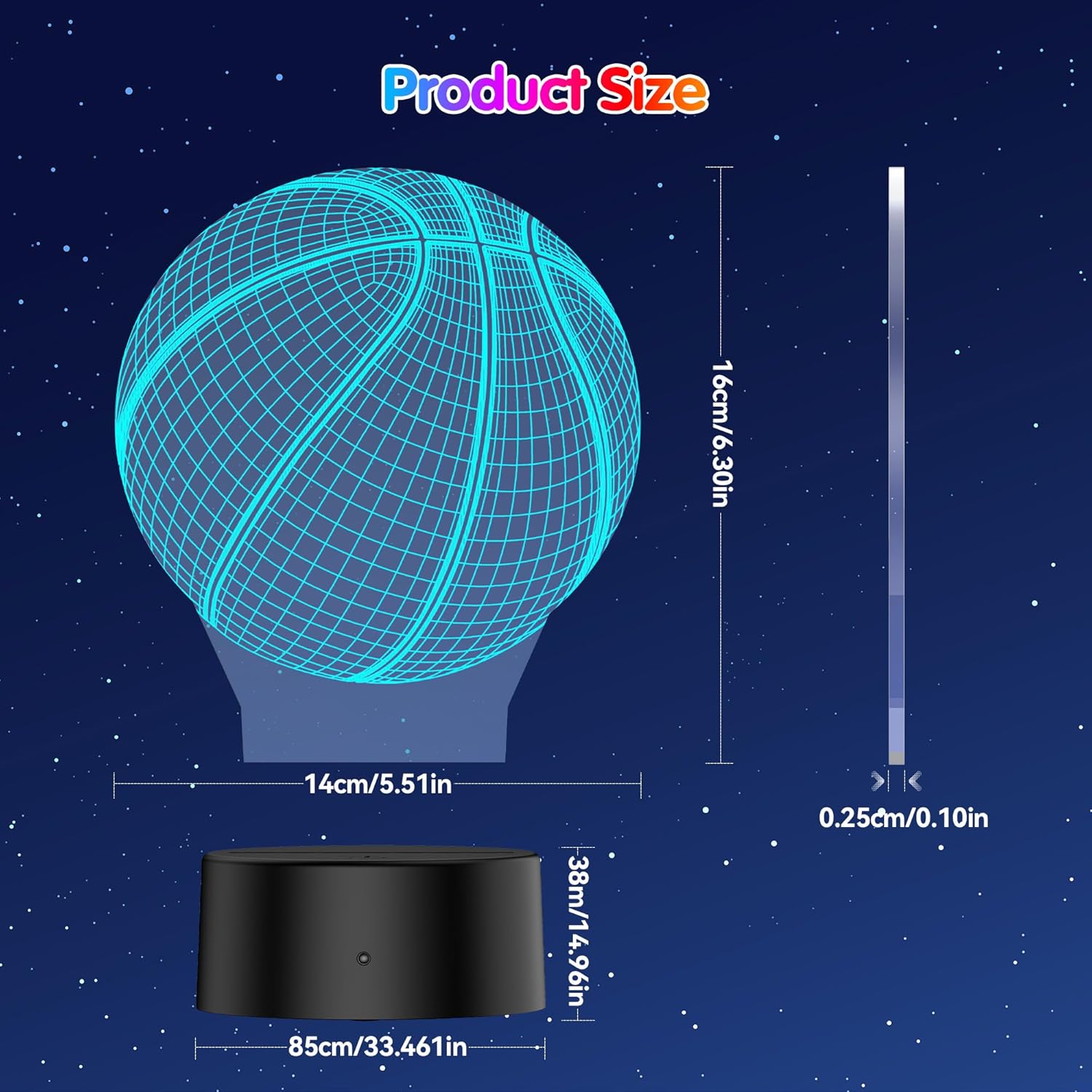 TECKNET 3D Illusion Lamp with 16 Colors