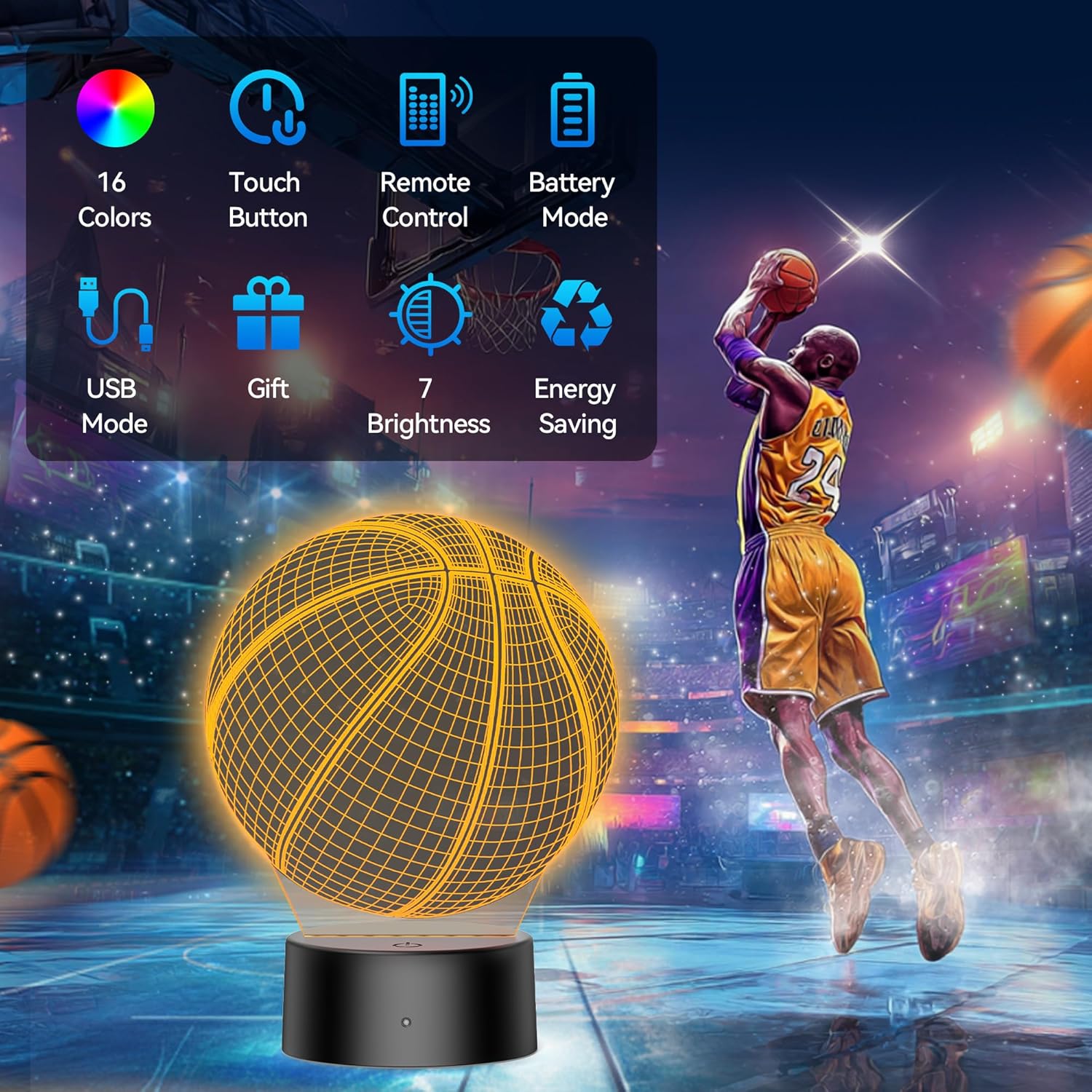 TECKNET 3D Illusion Lamp with 16 Colors