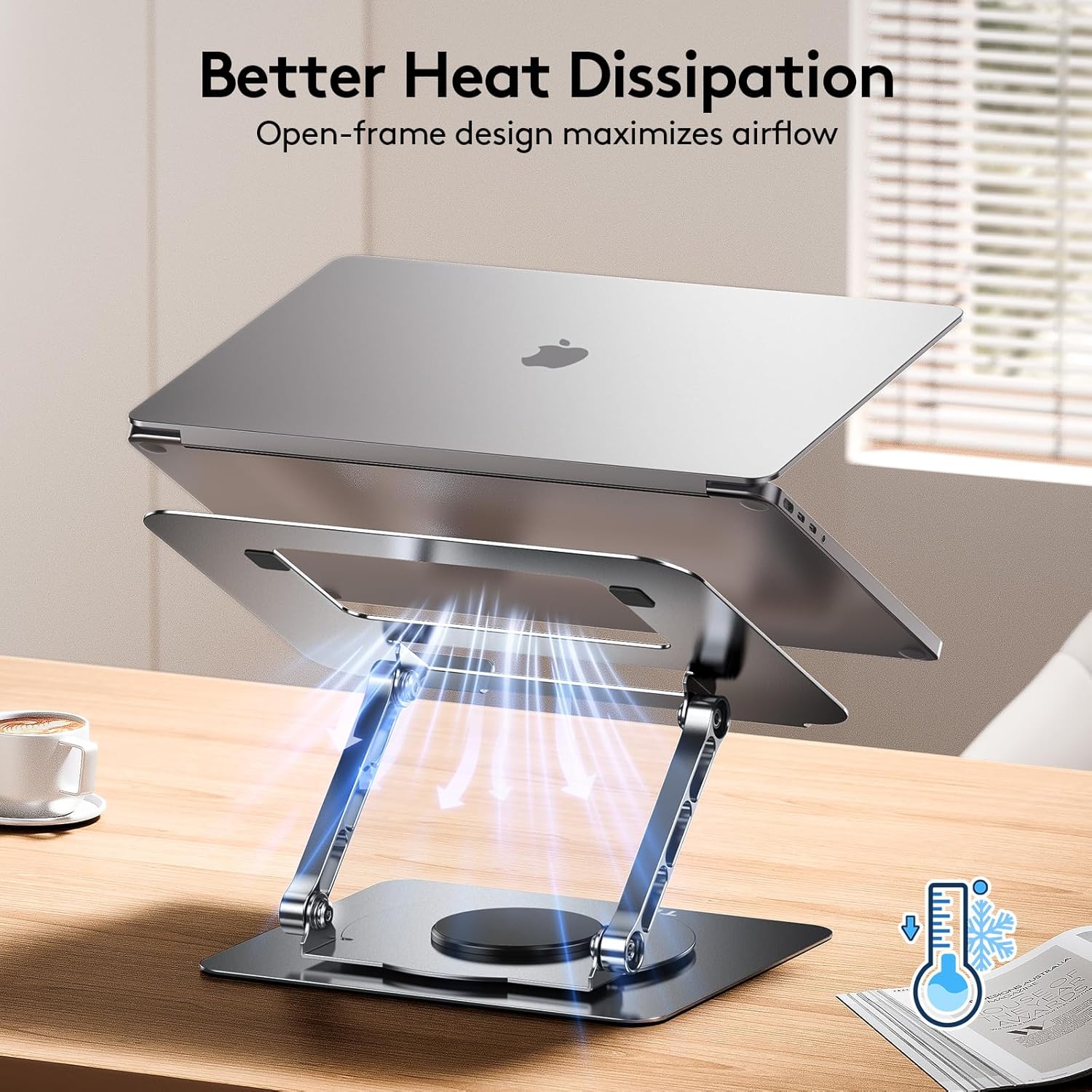 TECKNET Adjustable Laptop Stand for Desk 360° Rotating Ergonomic Laptop Holder