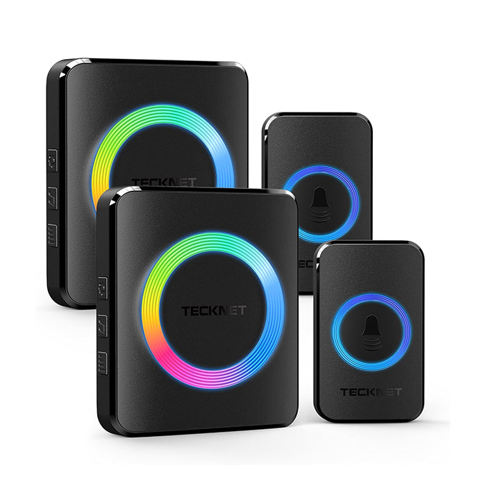 TECKNET Wireless Doorbell with 2 Push Buttons 2 Receivers