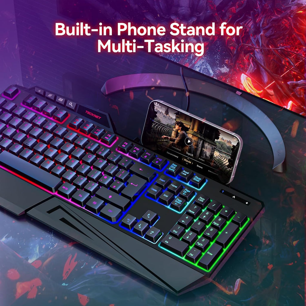 Tecknet Keybored Keys TECKNET Wired Gaming Keyboard, 26-Key Anti-Ghosting RGB Keyboard