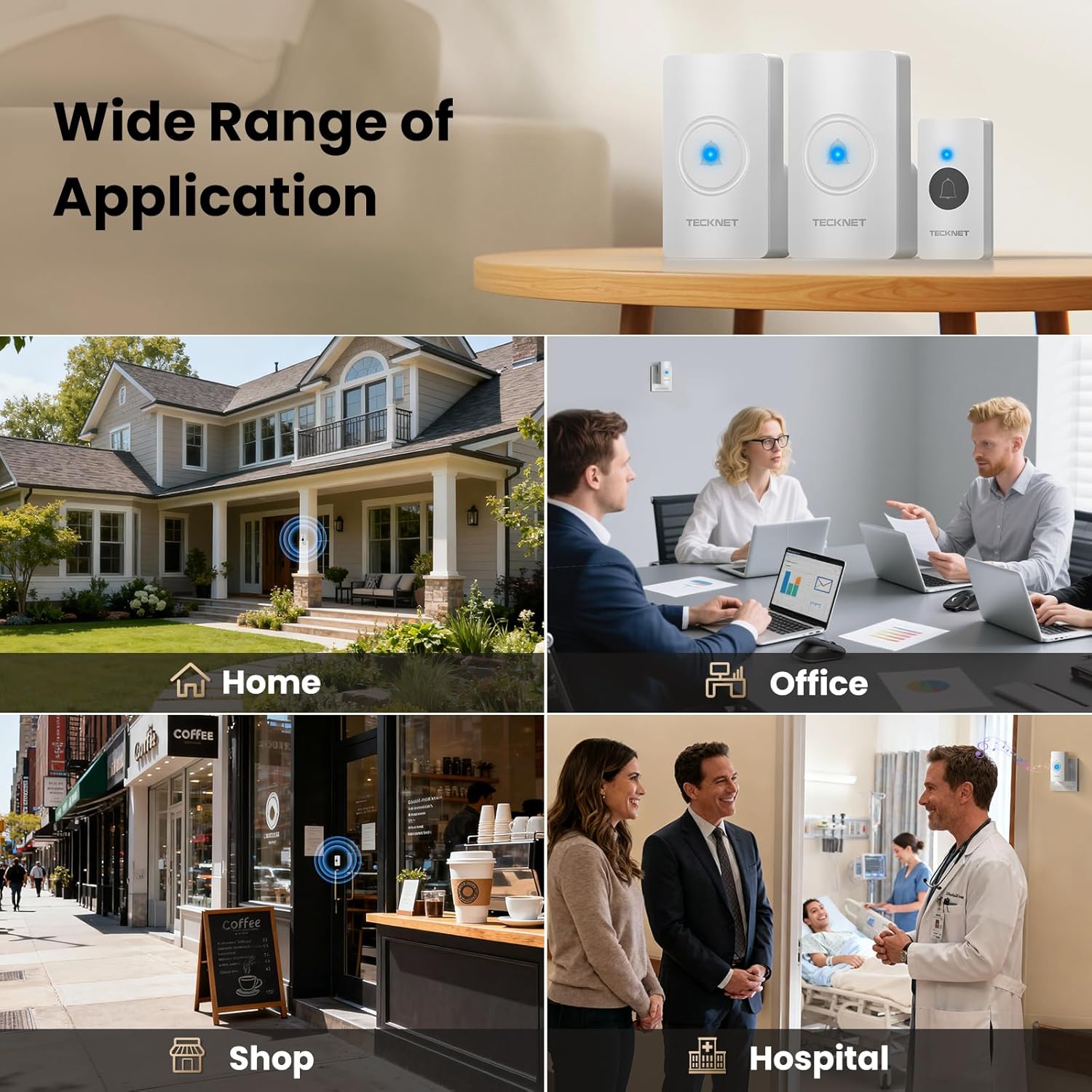 TECKNET Wireless Doorbell with 2 Receivers