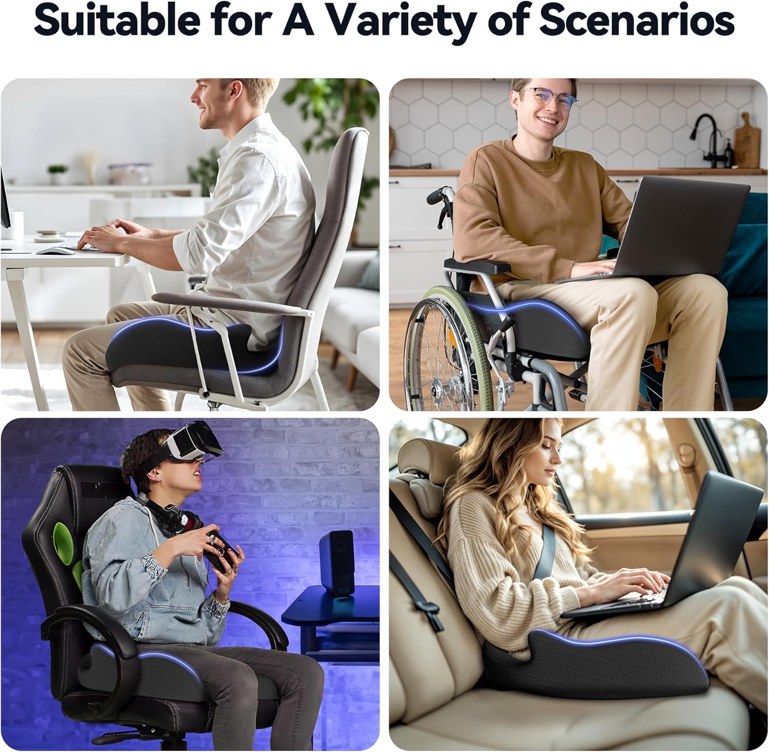 VOXON Seat Cushion, X Large Car Seat Cushion, Memory Foam Cushions for Office Chair