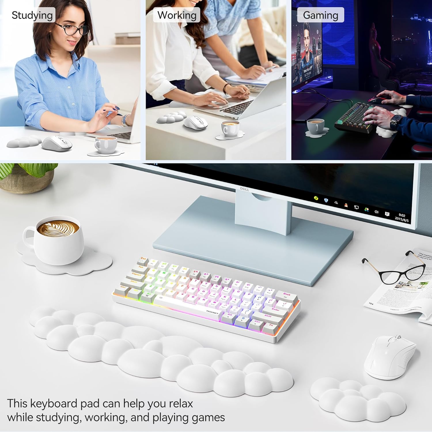 TECKNET Cloud Wrist Rest Keyboard Wrist Rest Set Wrist Support
