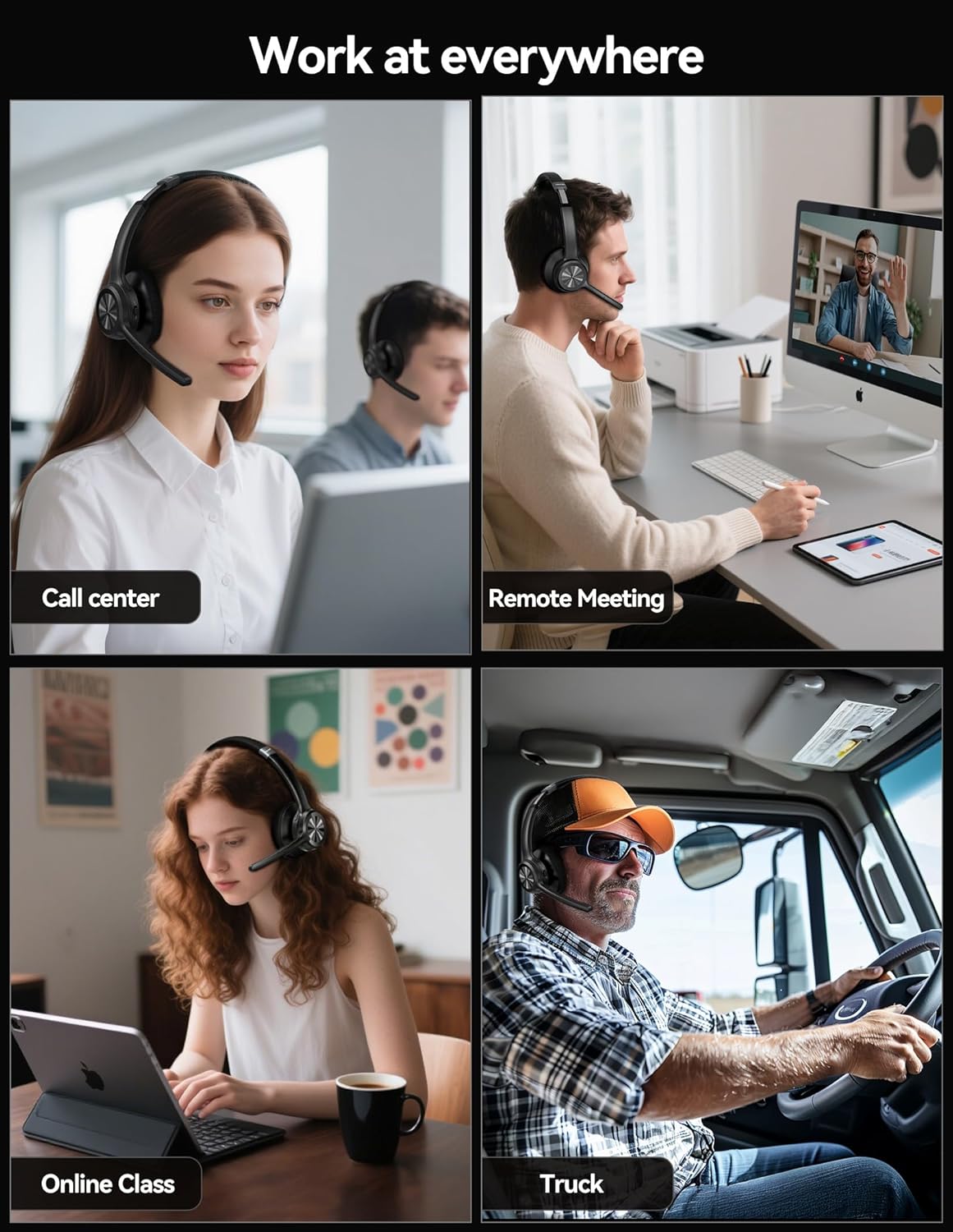 TECKNET Bluetooth Headset with Microphone Noise Cancelling