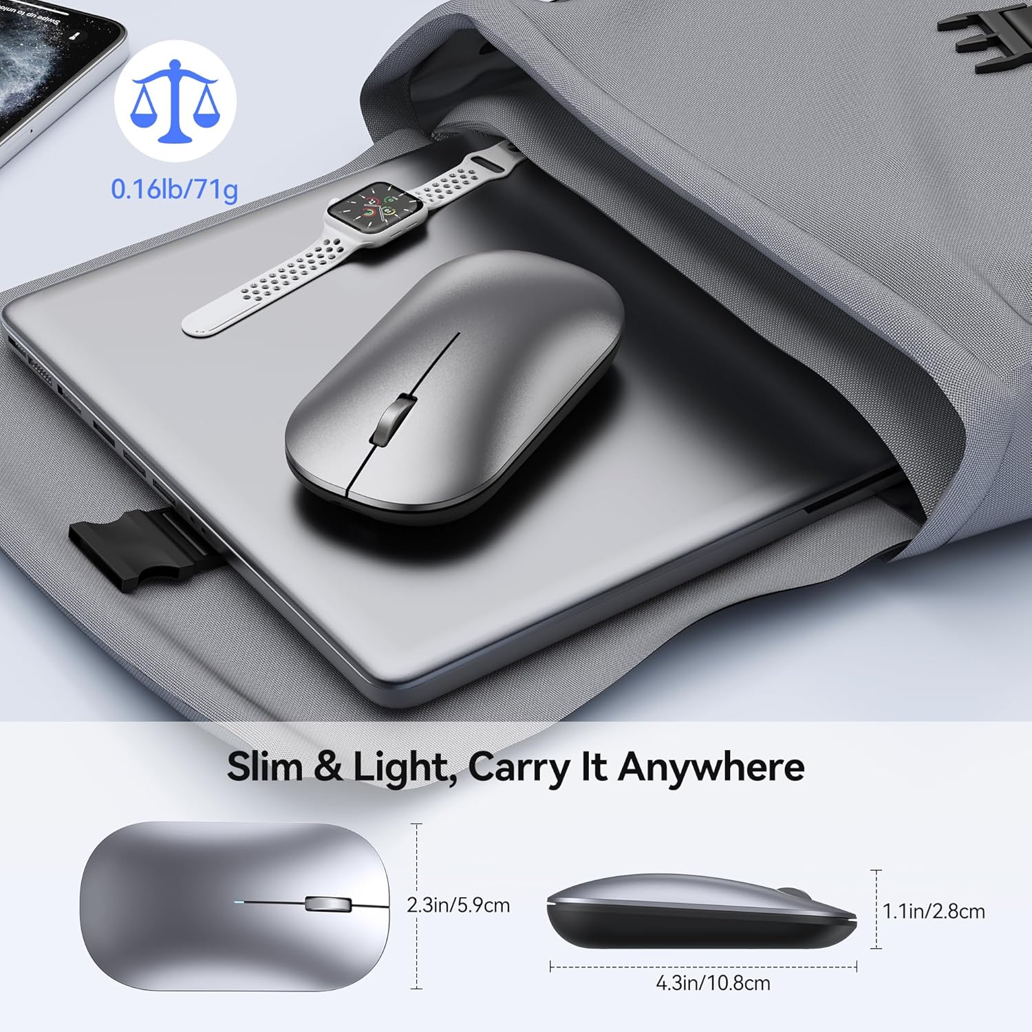 TECKNET Rechargeable Wireless Mouse, Bluetooth Mouse with Triple Mode (Dual BT+2.4G)