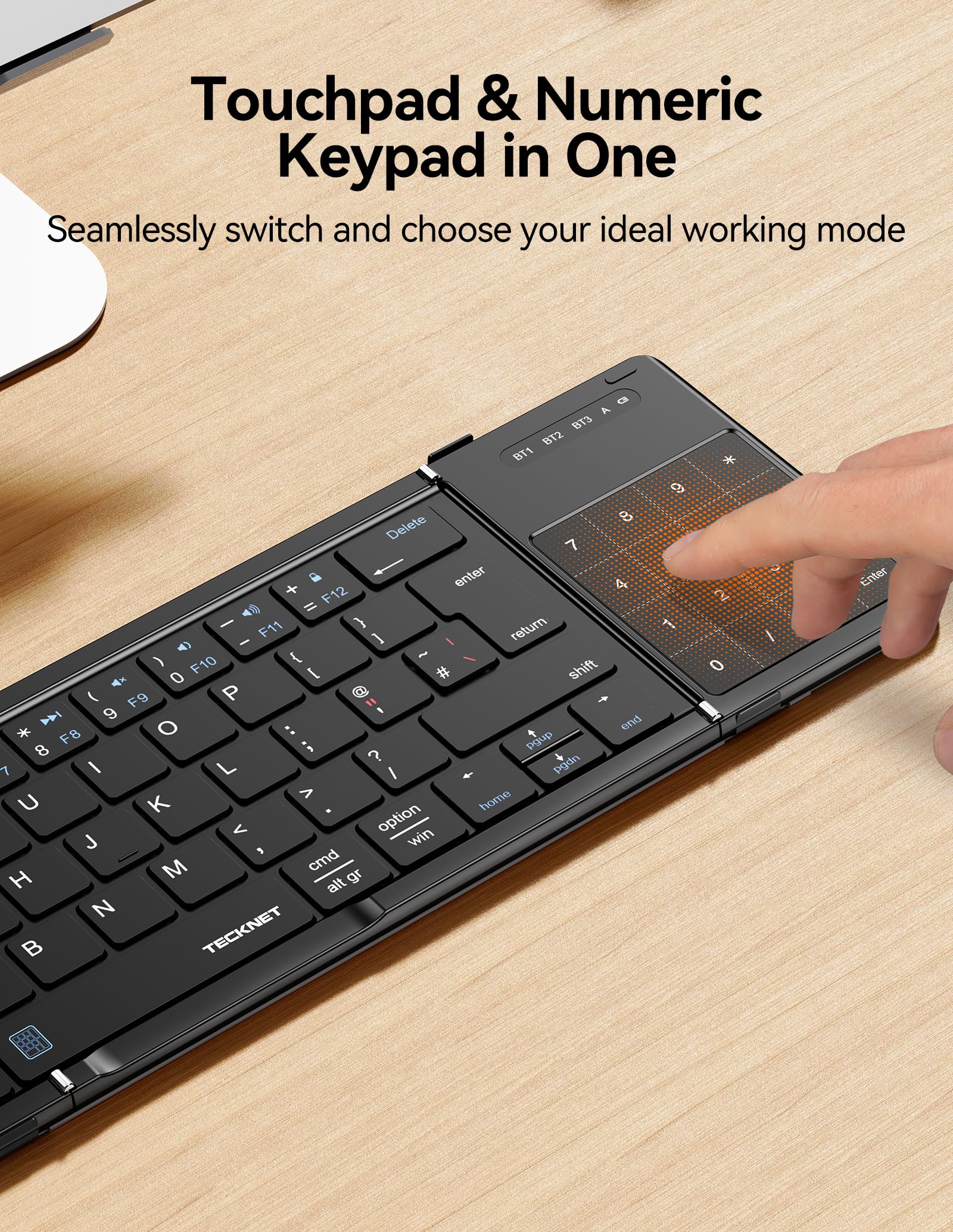 TECKNET Foldable Bluetooth Keyboard with Touchpad