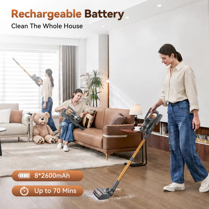 TechRise Cordless Vacuum Cleaner, 55Kpa 650W Stick Vacuum with 70 Min Runtime
