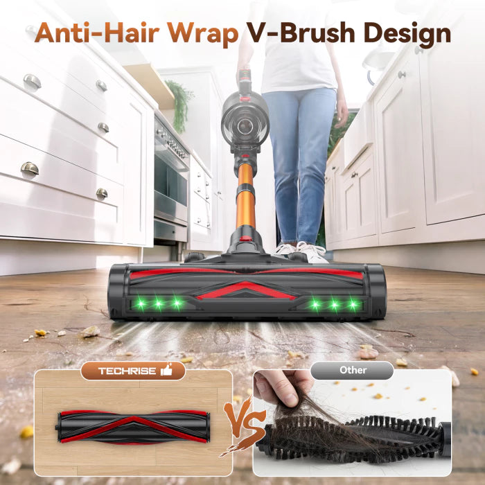 TechRise Cordless Vacuum Cleaner, 55Kpa 650W Stick Vacuum with 70 Min Runtime