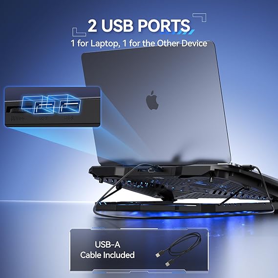 TECKNET Laptop Cooling Pad, Laptop Cooler with 9 Quiet Fans at 2600RPM