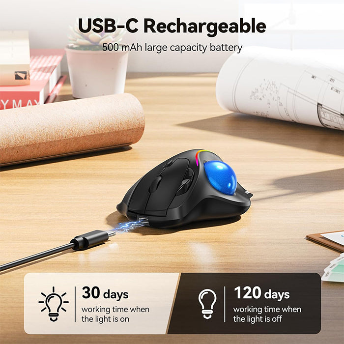 TECKNET Wireless Trackball Mouse, Ergonomic Mouse With Thumb Control