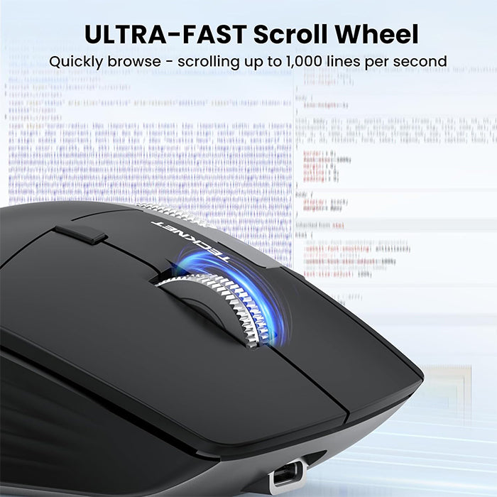 TECKNET Bluetooth Mouse Rechargeable, Fast Scrolling & Thumb Scroll