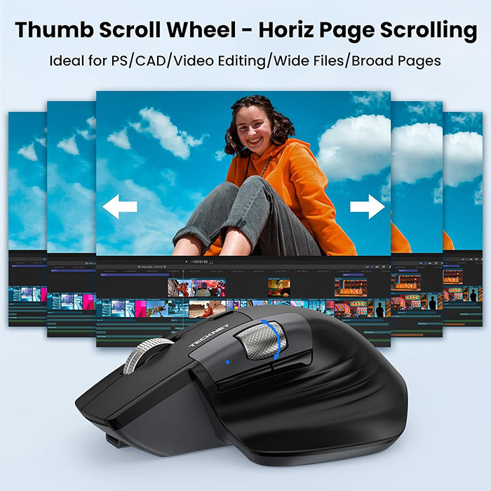 TECKNET Bluetooth Mouse Rechargeable, Fast Scrolling & Thumb Scroll