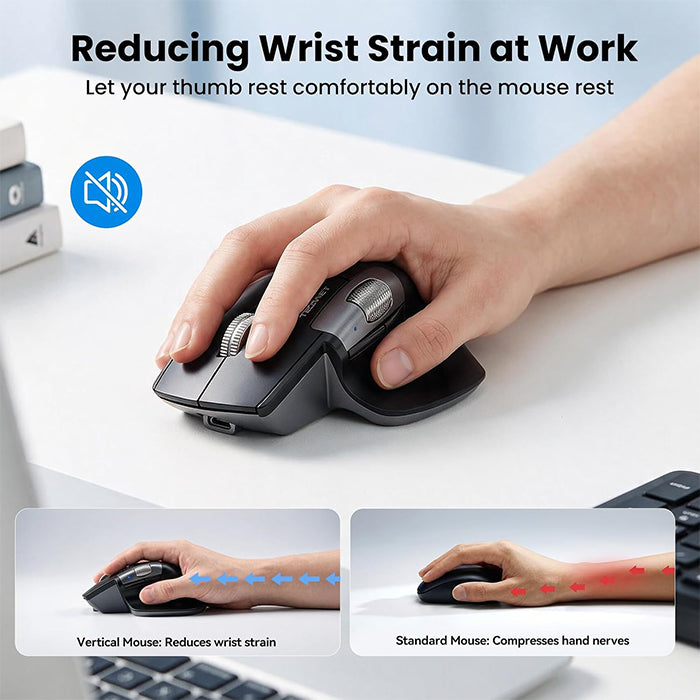 TECKNET Bluetooth Mouse Rechargeable, Fast Scrolling & Thumb Scroll