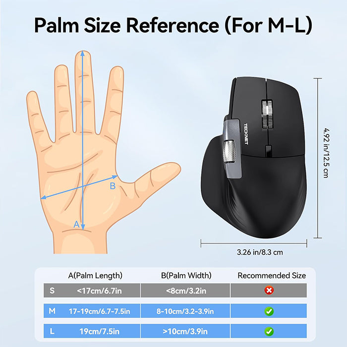 TECKNET Bluetooth Mouse Rechargeable, Fast Scrolling & Thumb Scroll