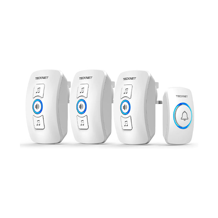 TECKNET Wireless Doorbell with 3 Receivers for Home, Office, Villa