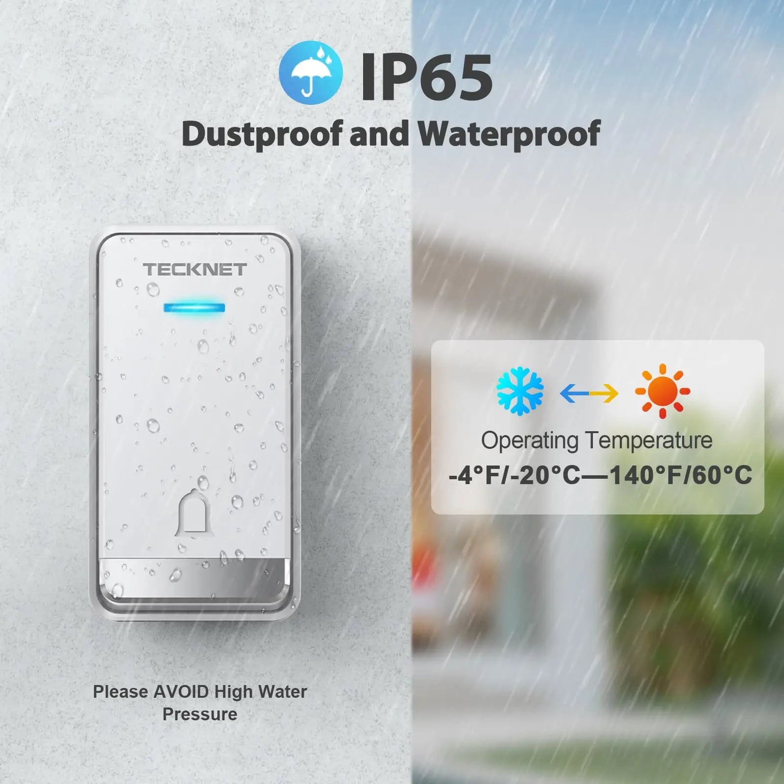 TECKNET Wireless Doorbell With 2 Receivers 2 Transmitters