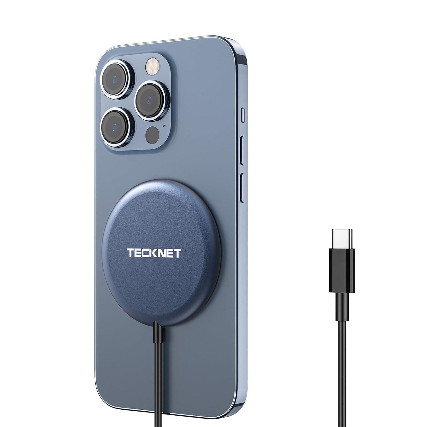 TECKNET Magnetic Wireless Charger Compatibility with Mag-Safe, USB C Fast Charging up to 15W with 3.3ft Cable