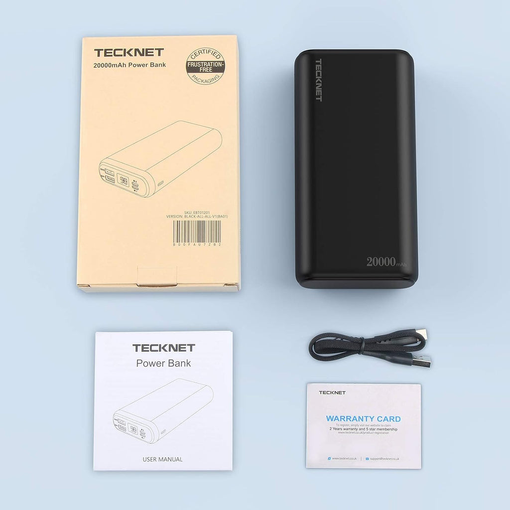 TECKNET Power Bank, 20000mAh Portable Charger with LED
