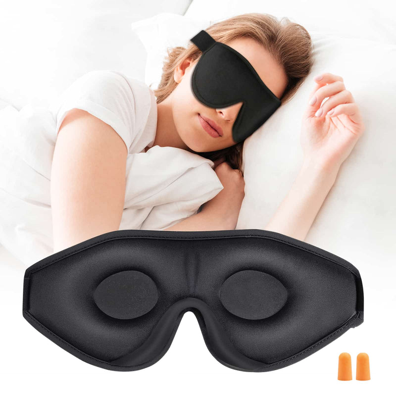 Adjustable Black Silk Sleep Mask for Women and Men - UK