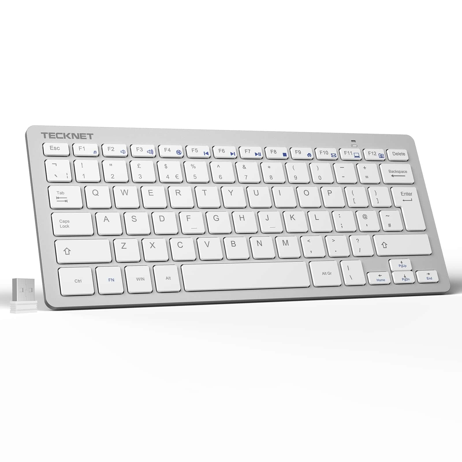 TECKNET 2.4G Wireless Keyboard, Mini Silent Whisper-Quiet Keyboard