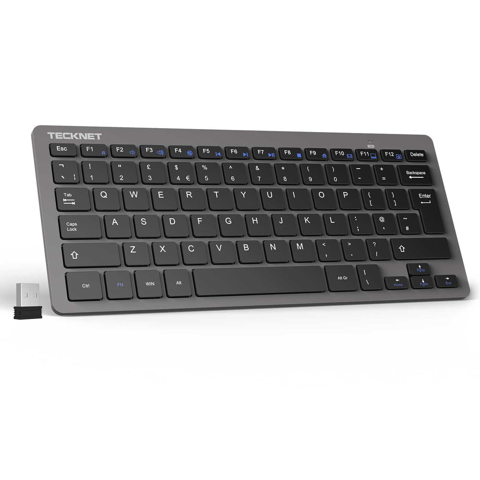 TECKNET 2.4G Wireless Keyboard, Mini Silent Whisper-Quiet Keyboard