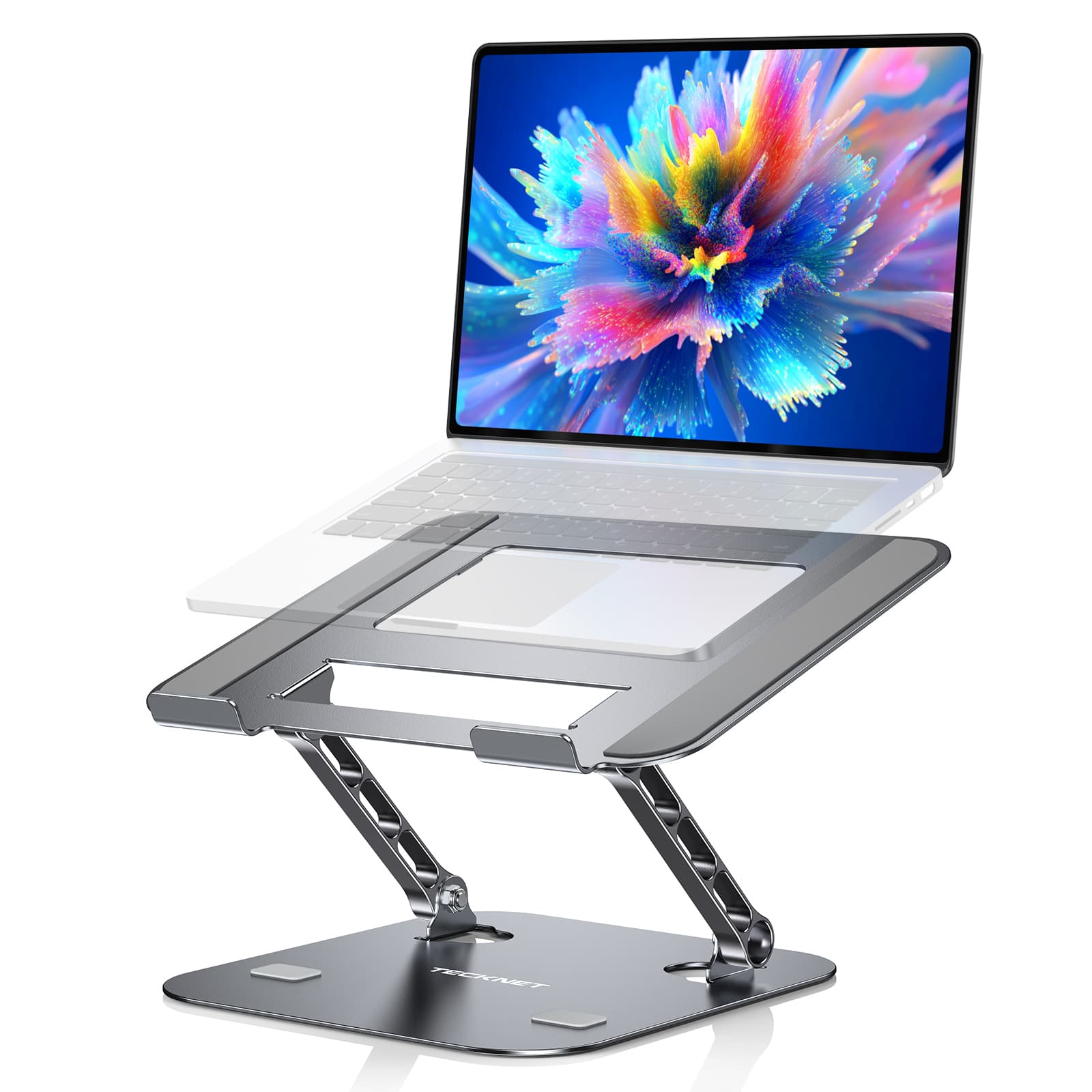 TECKNET Adjustable Laptop Stand, Ergonomic Foldable Holder for 11-17.3 Inch Laptops, MacBooks, and Tablets