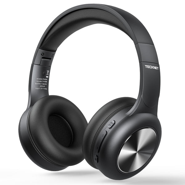 TECKNET Wireless Bluetooth Over Ear Headphones, 65H Playtime Foldable Headsets with Built-in Mic