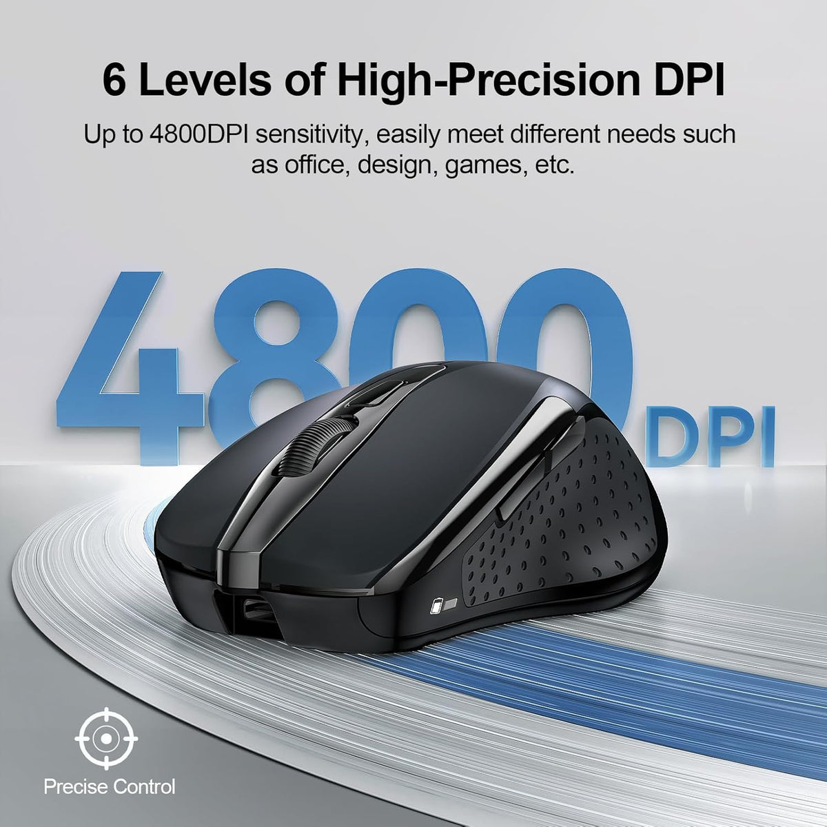 Tecknet Mouse Size TECKNET Rechargeable Bluetooth Wireless Mouse 4800DPI