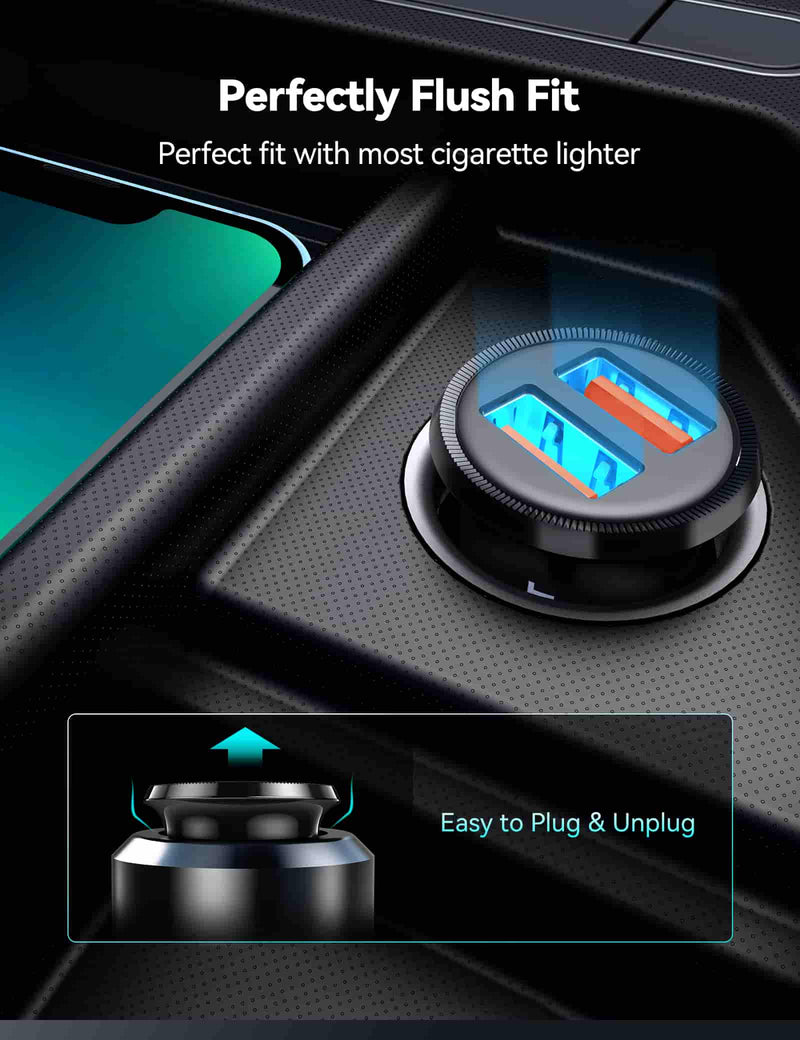 TECKNET Mini USB Car Charger, QC 3.0 6A/36W Car Phone Charger Fast Charging
