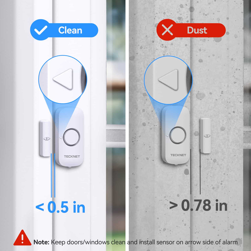 TECKNET Door Alarm Sensor, Mini Window Alarm Sensors with 3 Modes