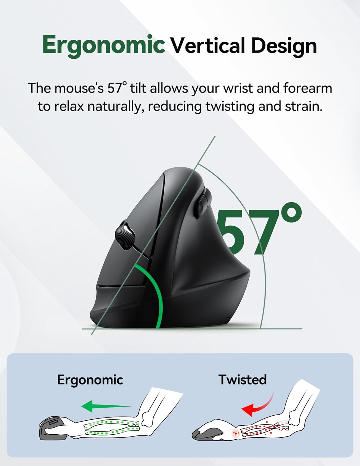 TECKNET Ergonomic Mouse, 2.4G Small Vertical Mouse 4800 DPI