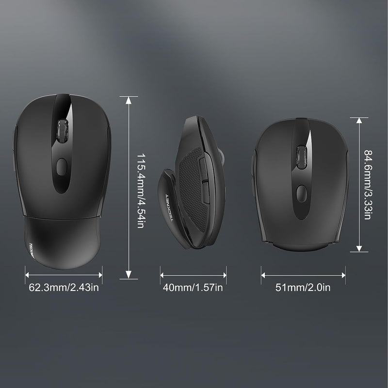 TECKNET Foldable Wireless Mouse, Mini Mouse With USB Receiver