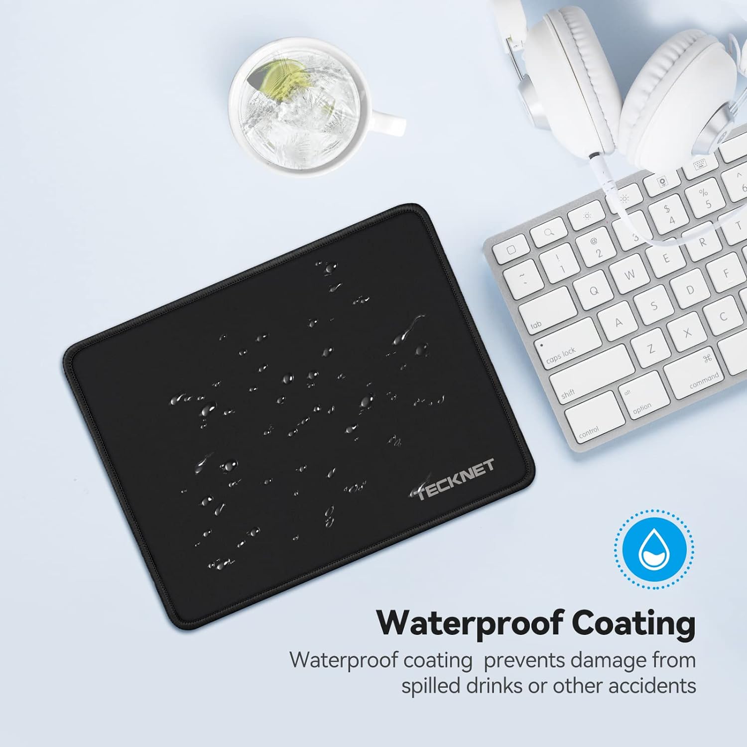 TECKNET Mouse Pad 270 x 210 x 3 mm with Waterproof Surface