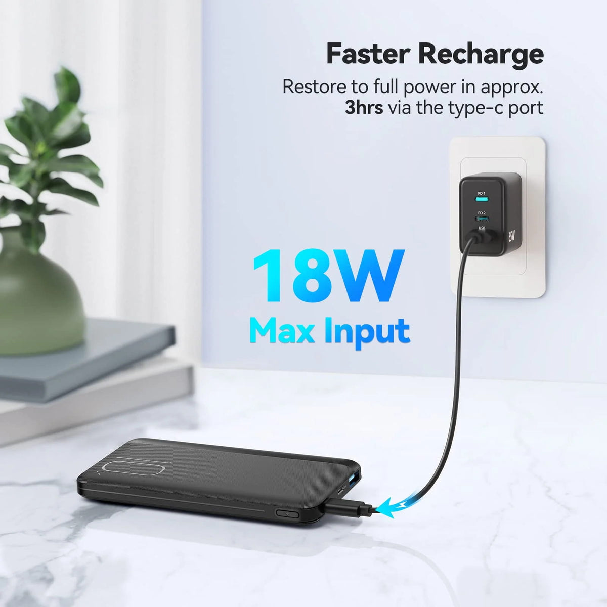 Tecknet TECKNET Power Bank, 10000mAh 22.5W PD3.0 QC4.0 Portable Charger