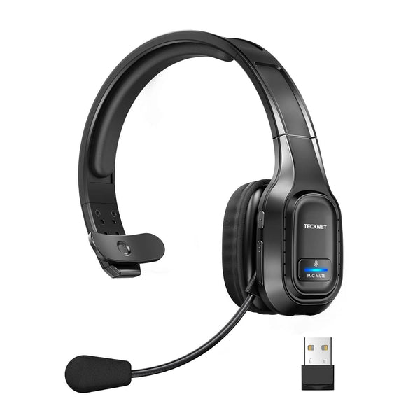 TECKNET Trucker Bluetooth Headset with Microphone Noise Cancelling, On-ear Wireless Headphone