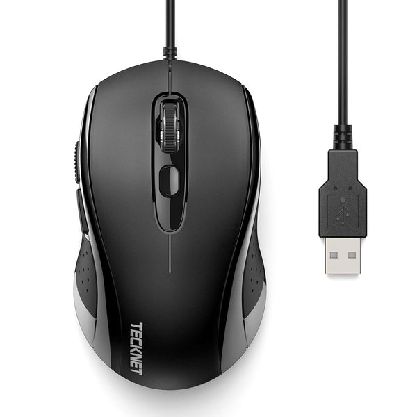 TECKNET Wired Mouse, Mice Wired Optical USB Computer Mouse With 3600 DPI Tracking