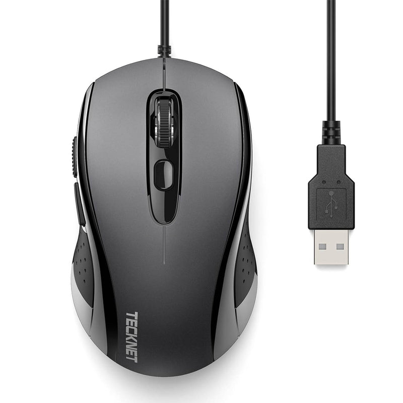 TECKNET Wired Mouse, Mice Wired Optical USB Computer Mouse With 3600 DPI Tracking
