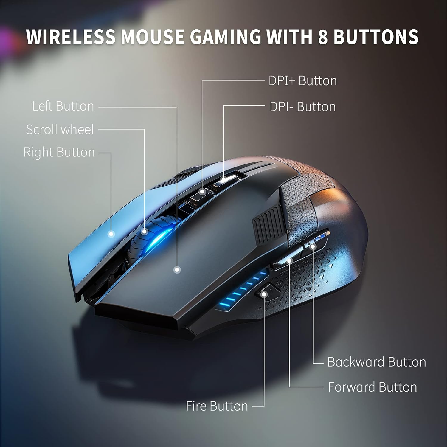 TECKNET Wireless Gaming Mouse 2.4G Optical USB Computer Mice 4800DPI