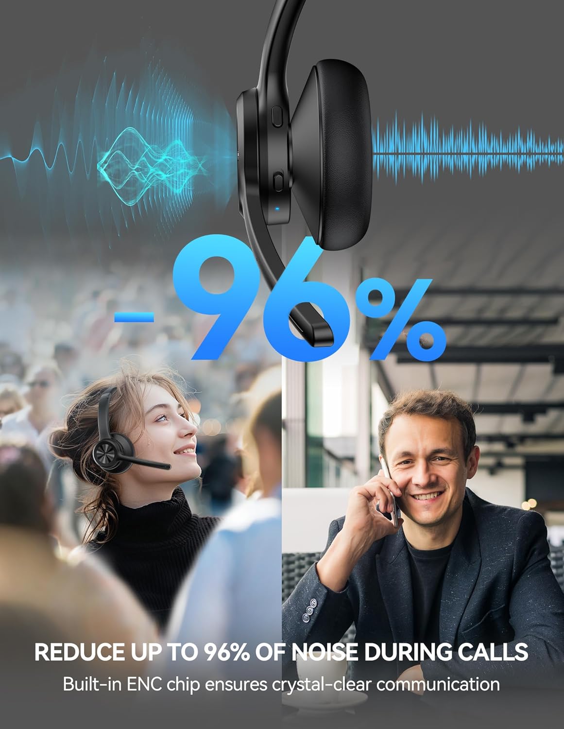 Tecknet TECKNET Bluetooth Headset with Microphone Noise Canceling