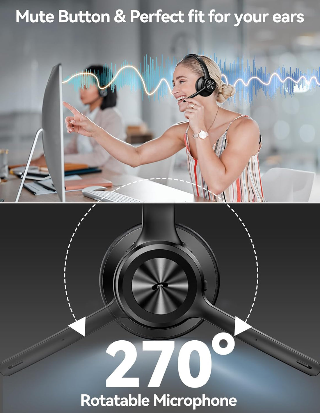 Tecknet TECKNET Bluetooth Headset with Microphone Noise Canceling
